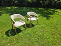 Ivory boucle dining chairs, pair, front
