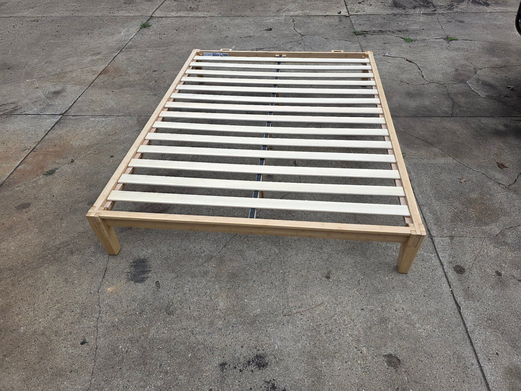 Bamboo platform bed frame, end view