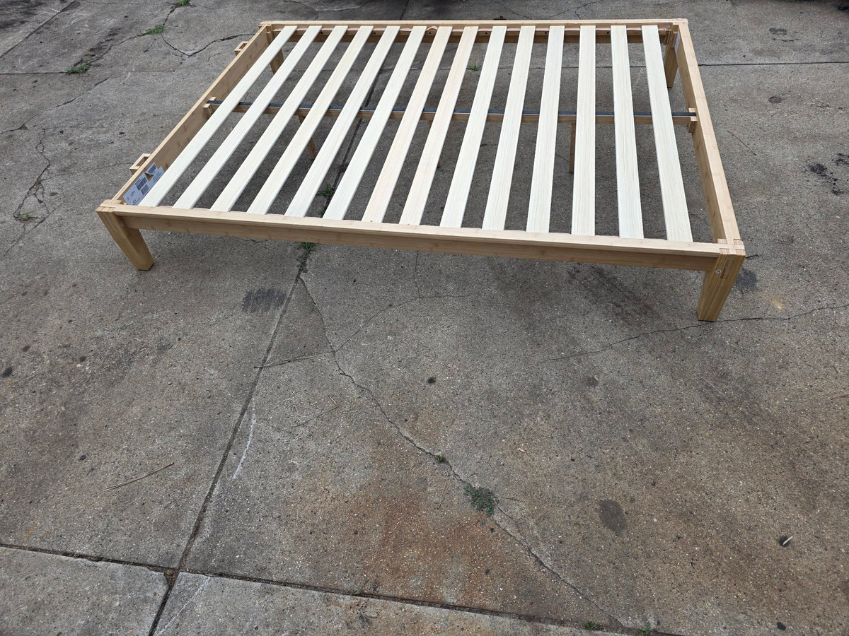 Bamboo platform bed frame, Queen, full view