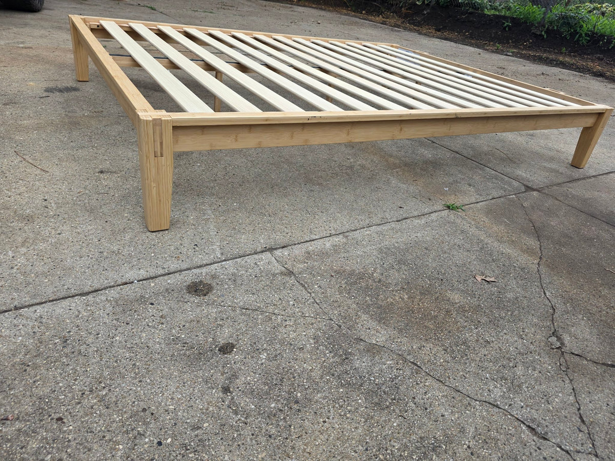 Bamboo platform bed frame, side view