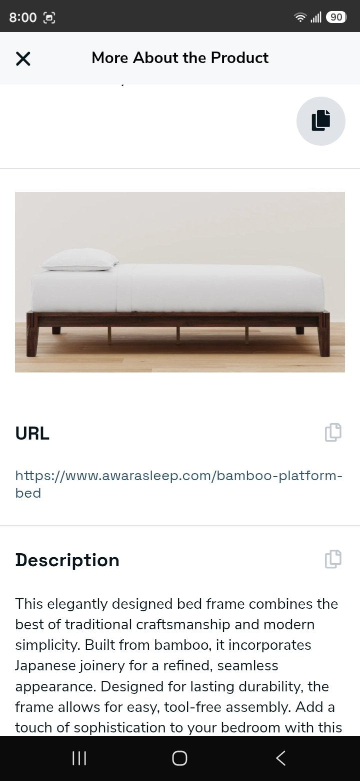 Bamboo platform bed frame slats