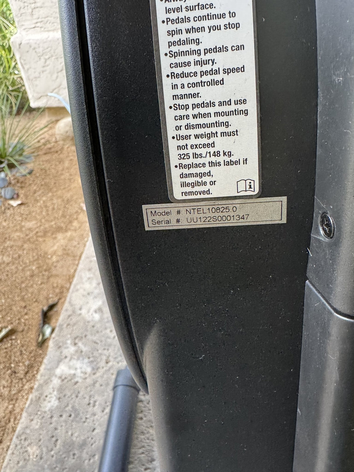 NordicTrack Step Climber model and serial label